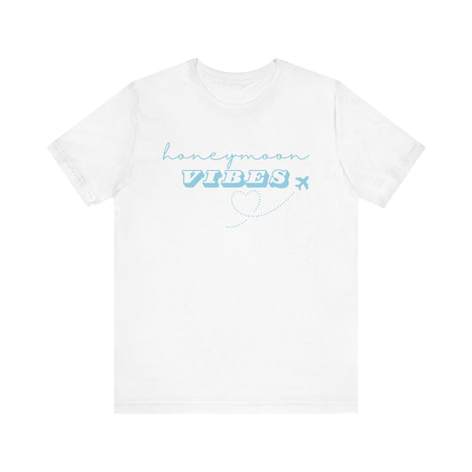 Honeymoon Vibes Blue Text T-shirt