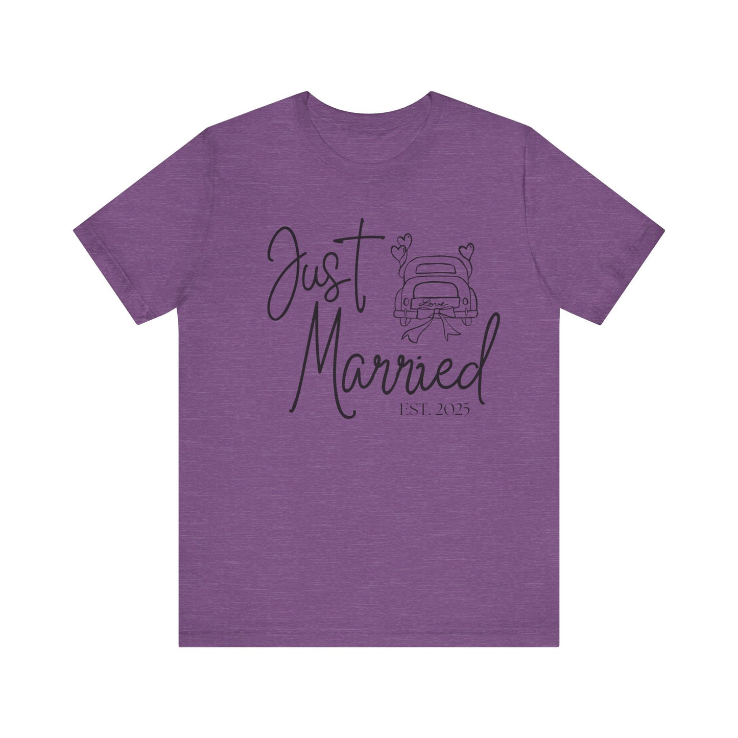 Just Married 2025 With Car Black Text T-shirt