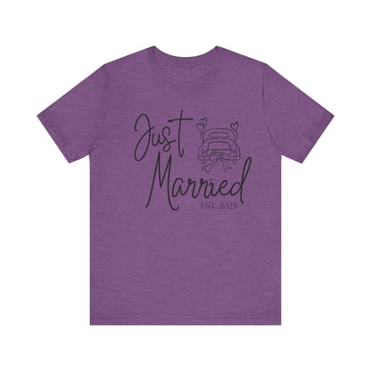 Just Married 2025 With Car Black Text T-shirt