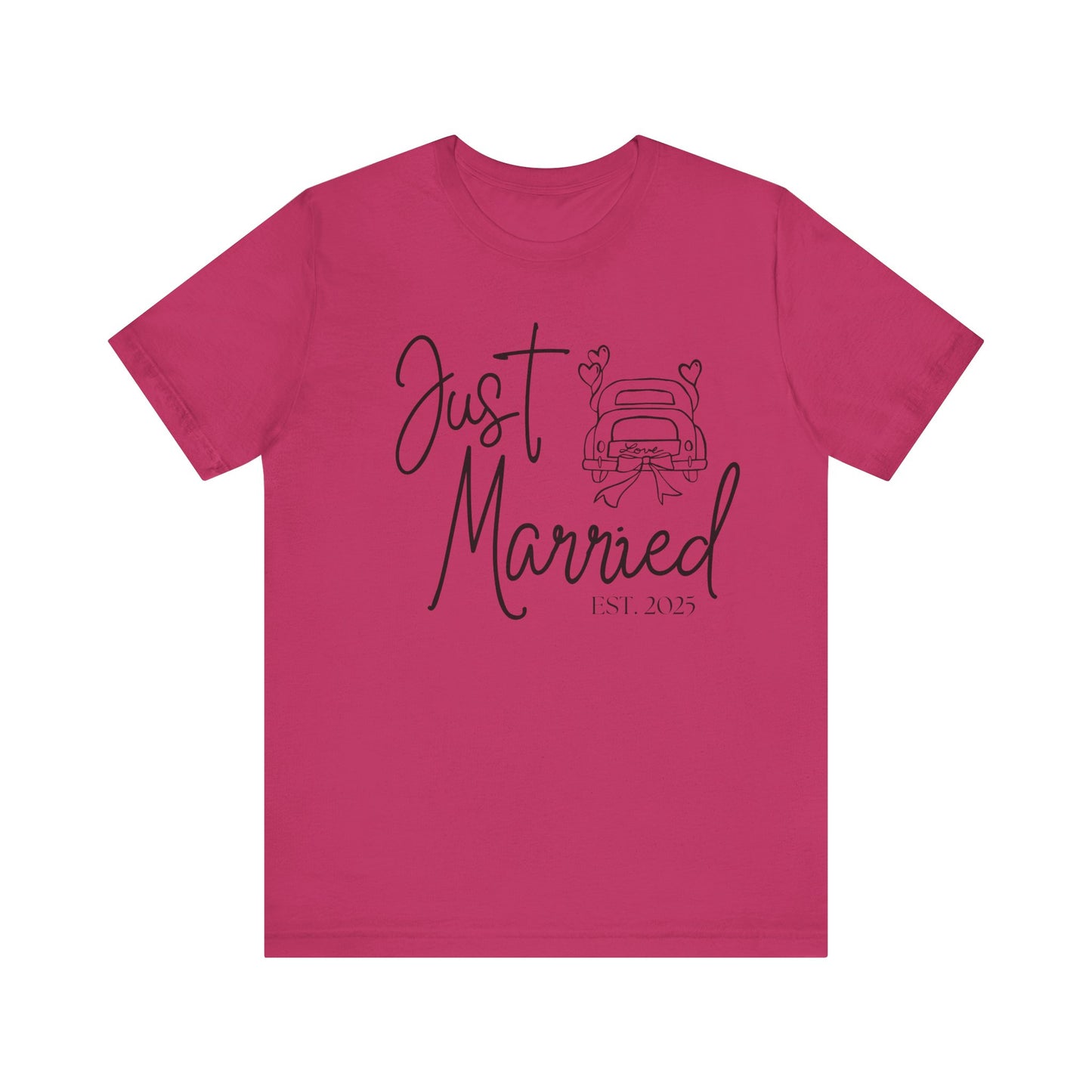 Just Married 2025 With Car Black Text T-shirt
