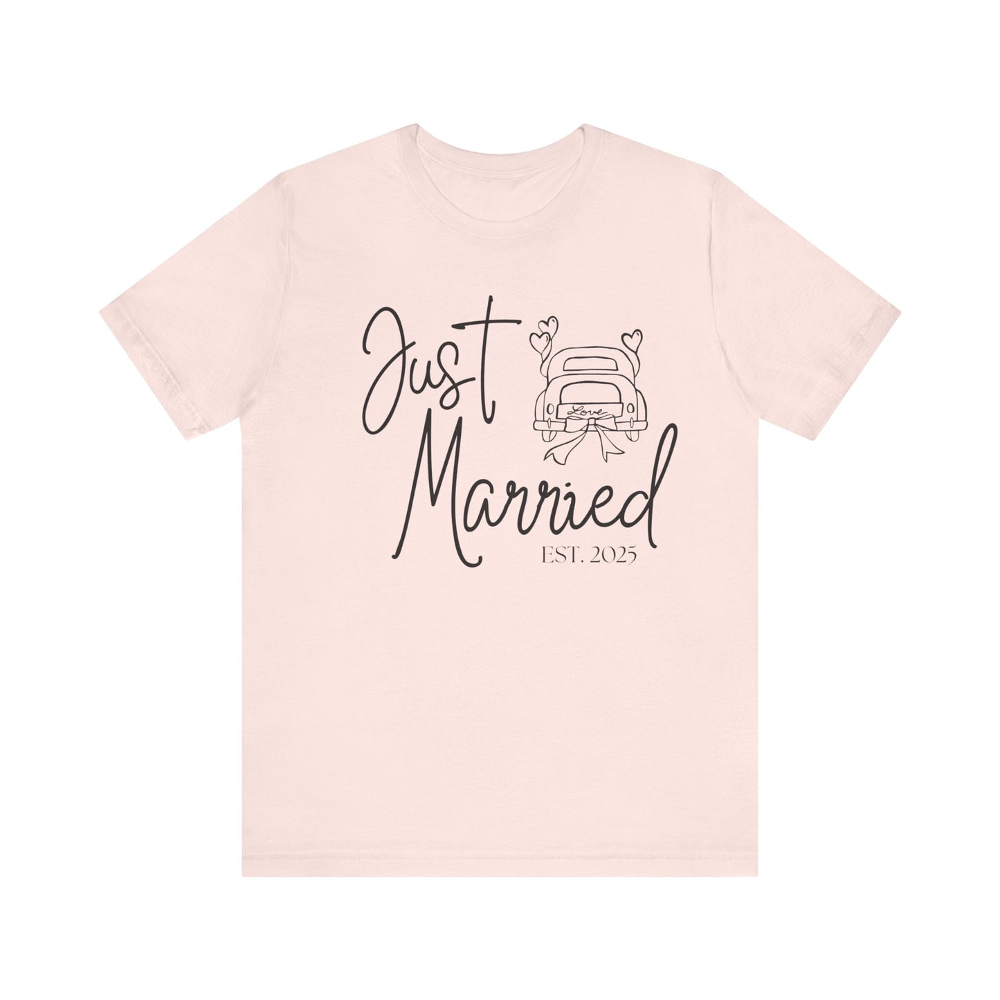 Just Married 2025 With Car Black Text T-shirt