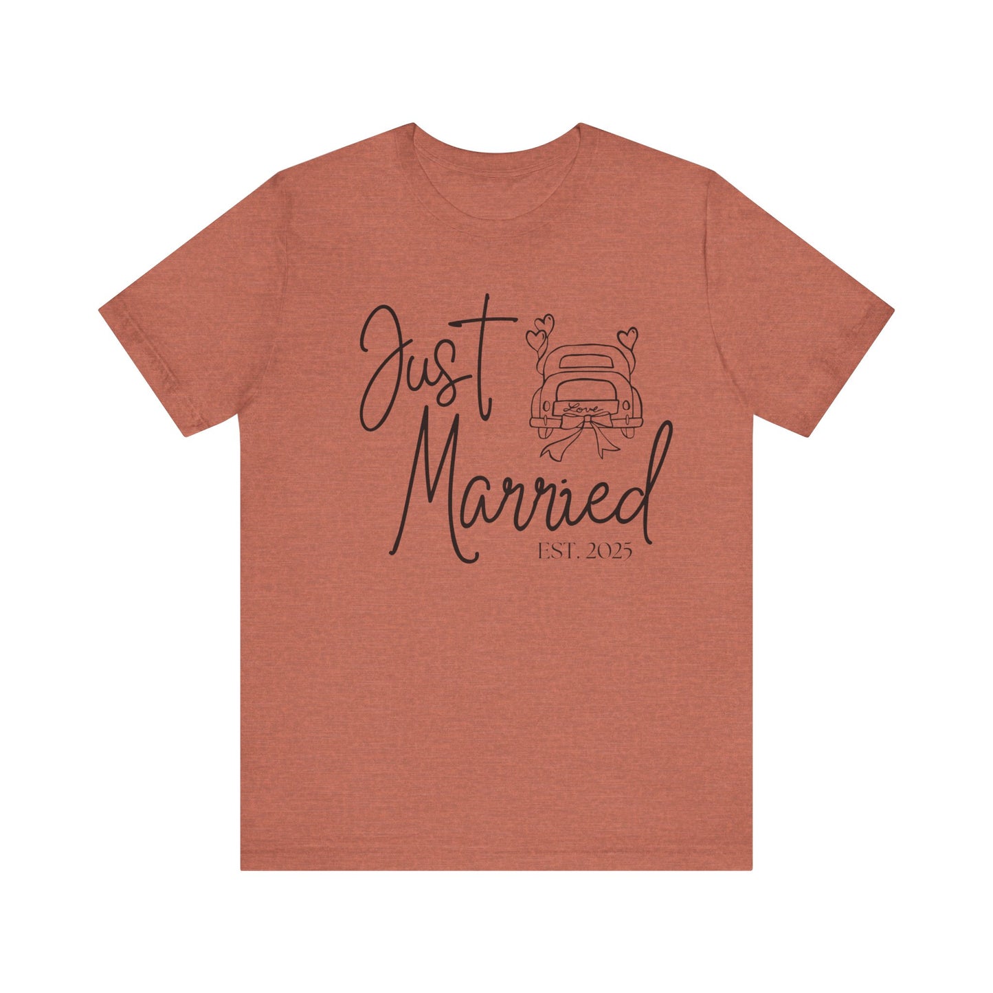 Just Married 2025 With Car Black Text T-shirt