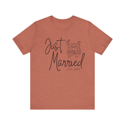 Just Married 2025 With Car Black Text T-shirt