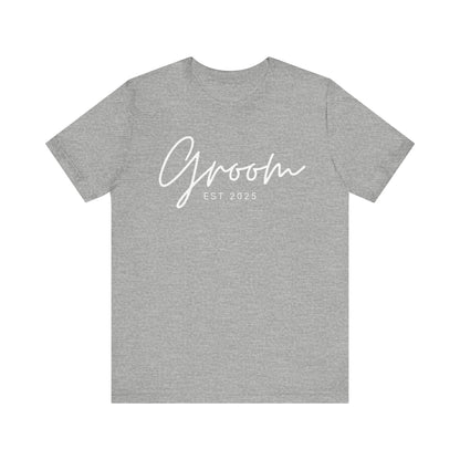 Groom Cursive White Text T-shirt