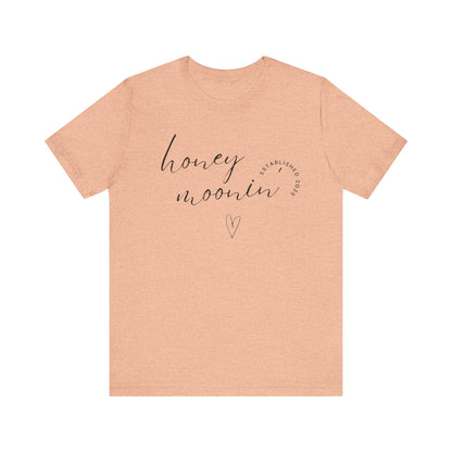 Honeymoonin' With Heart Cursive 2025 Black Text T-shirt