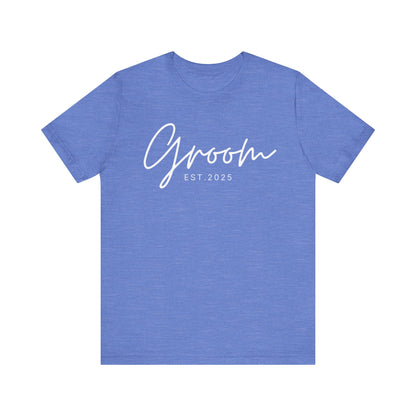Groom Cursive White Text T-shirt