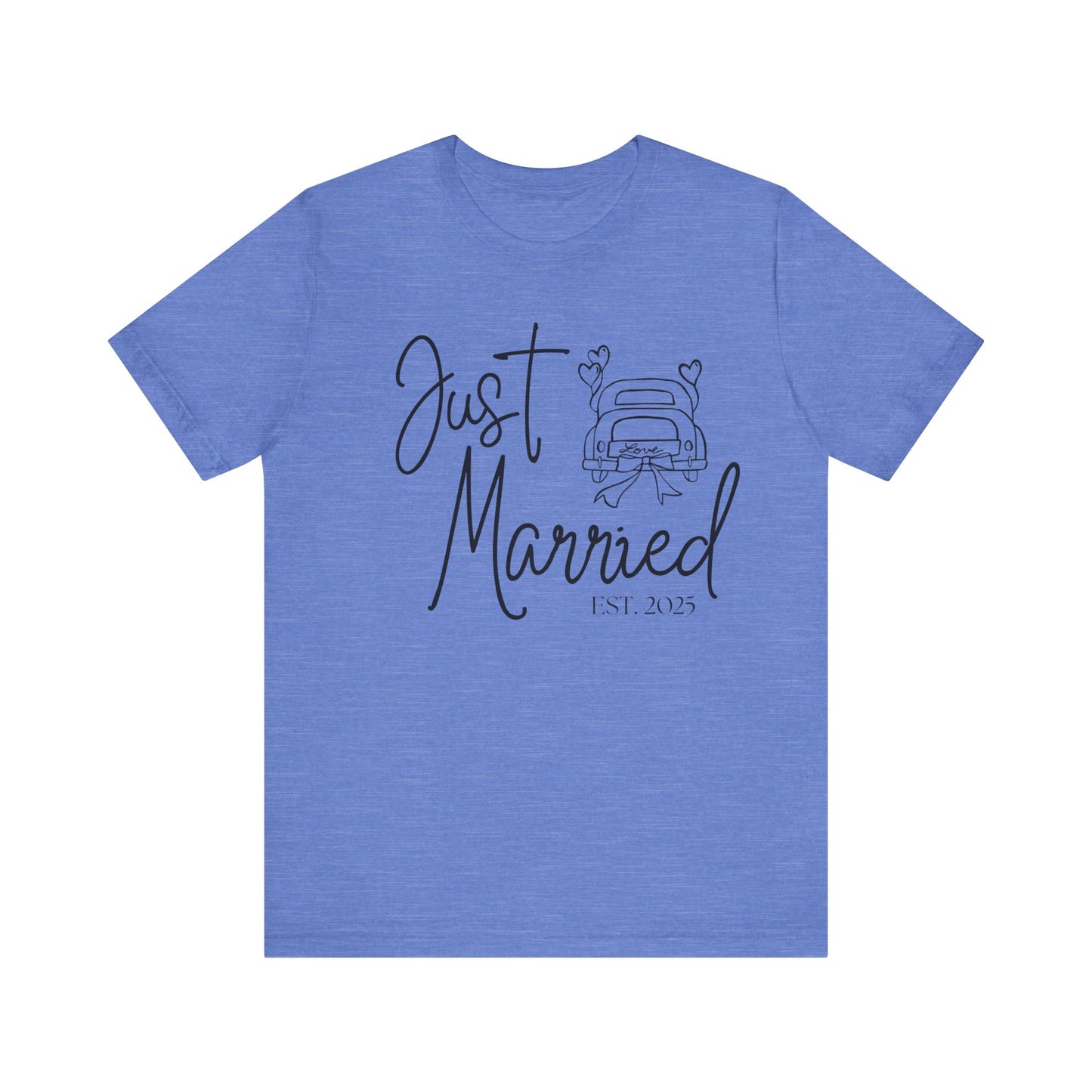 Just Married 2025 With Car Black Text T-shirt