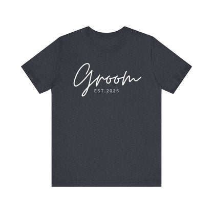Groom Cursive White Text T-shirt