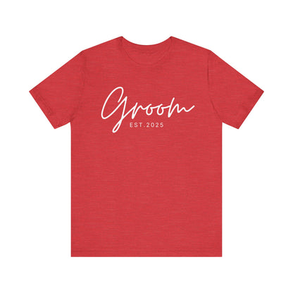Groom Cursive White Text T-shirt