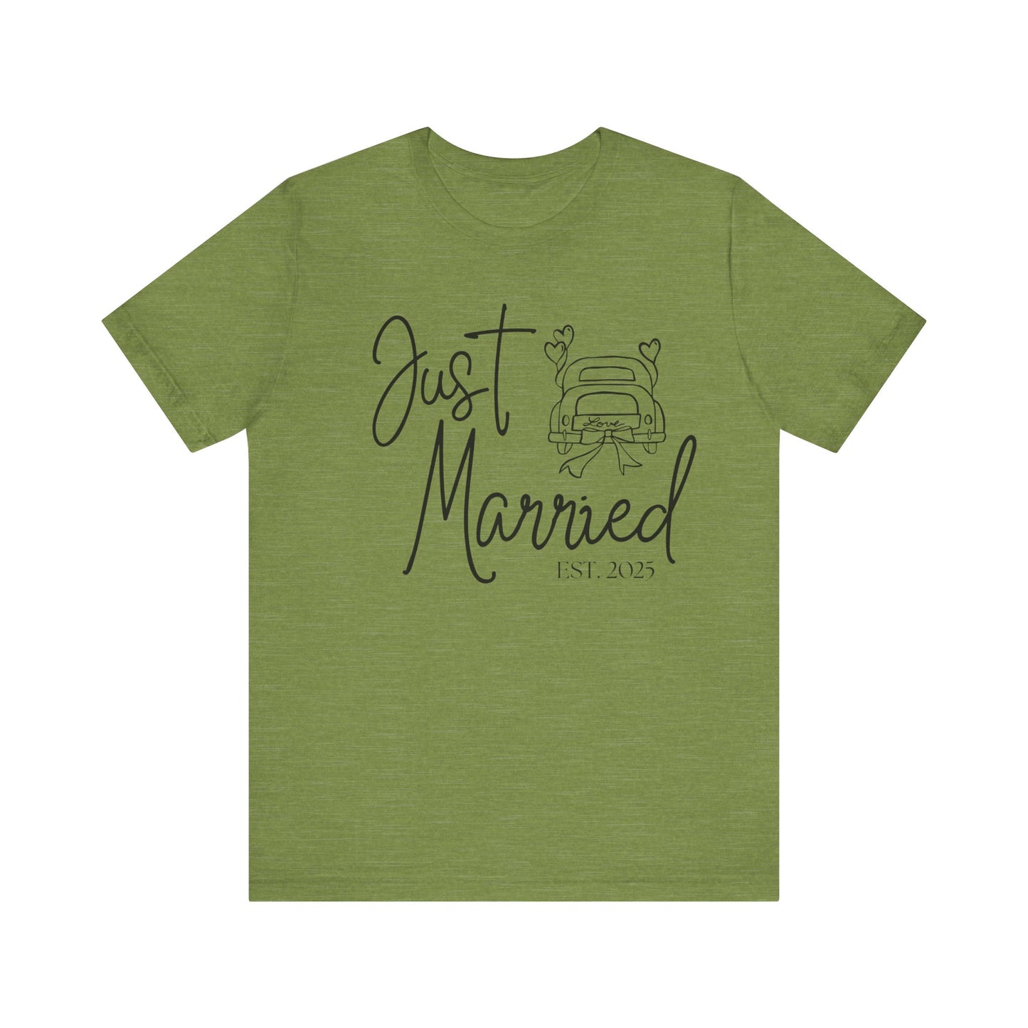 Just Married 2025 With Car Black Text T-shirt