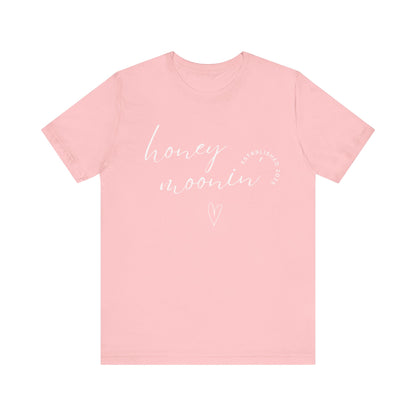 Honeymoonin' With Heart White Cursive Text T-shirt