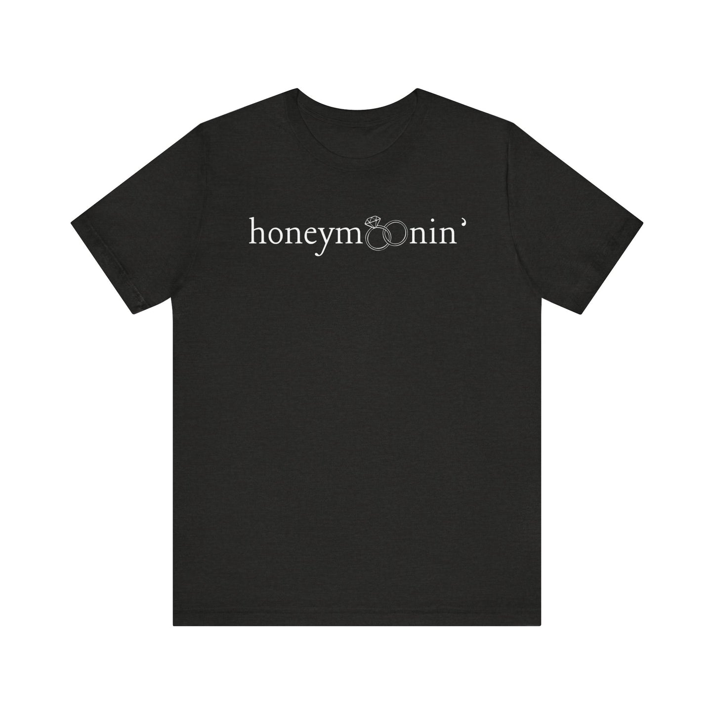 Honeymoonin' Rings White Text T-shirt