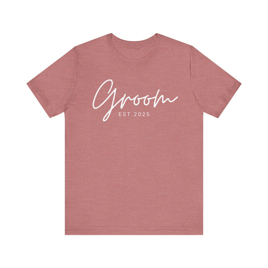 Groom Cursive White Text T-shirt
