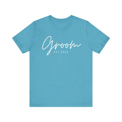 Groom Cursive White Text T-shirt