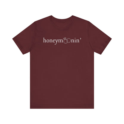 Honeymoonin' Rings White Text T-shirt