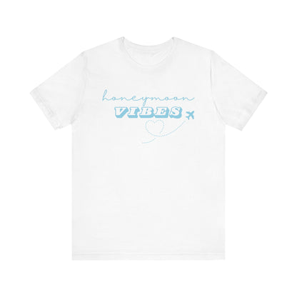 Honeymoon Vibes Blue Text T-shirt