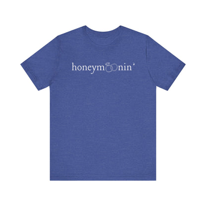 Honeymoonin' Rings White Text T-shirt