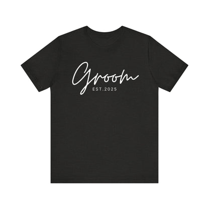 Groom Cursive White Text T-shirt