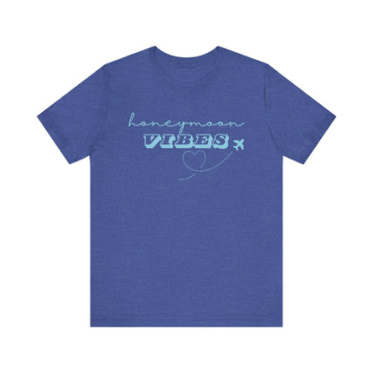 Honeymoon Vibes Blue Text T-shirt
