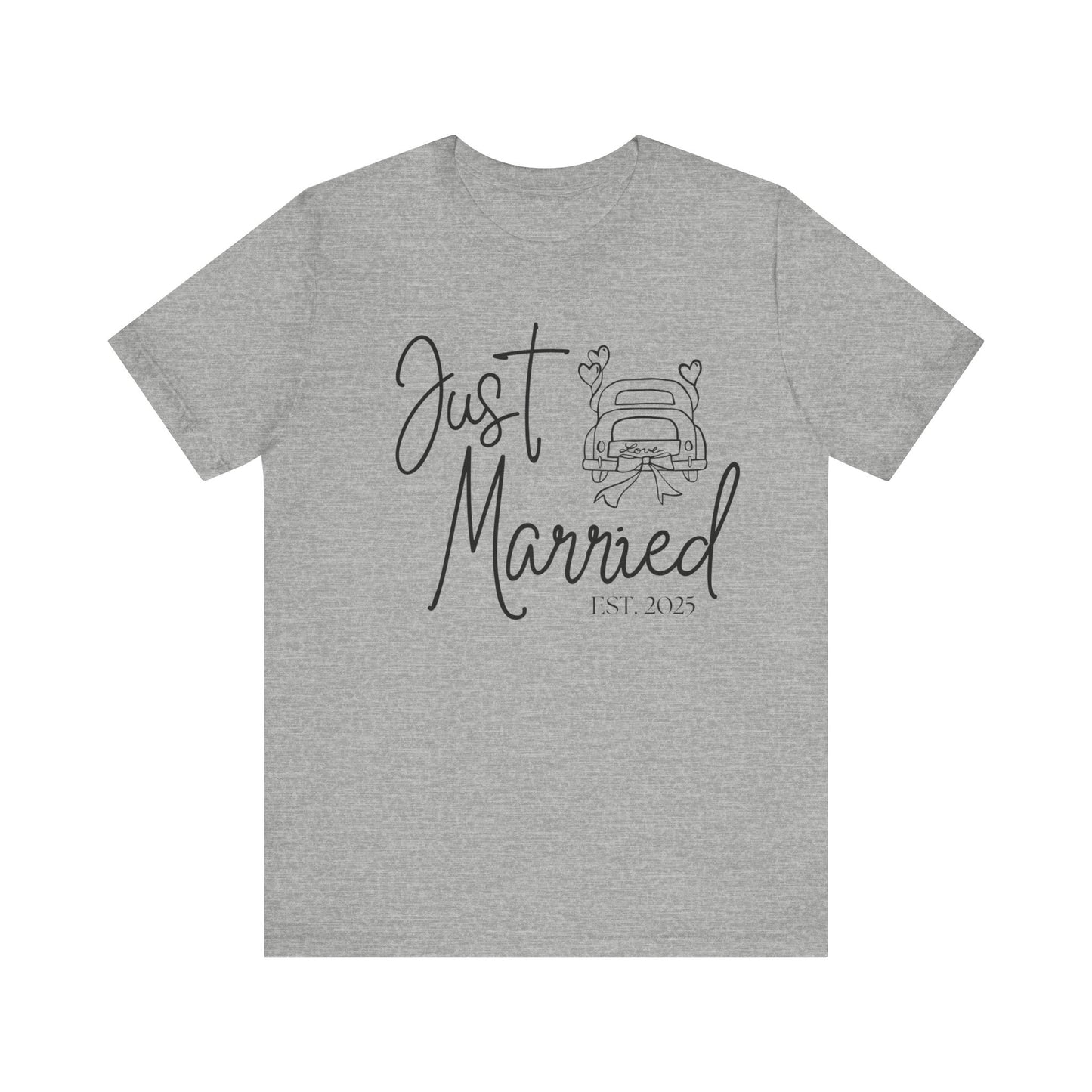 Just Married 2025 With Car Black Text T-shirt