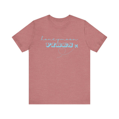 Honeymoon Vibes Blue Text T-shirt