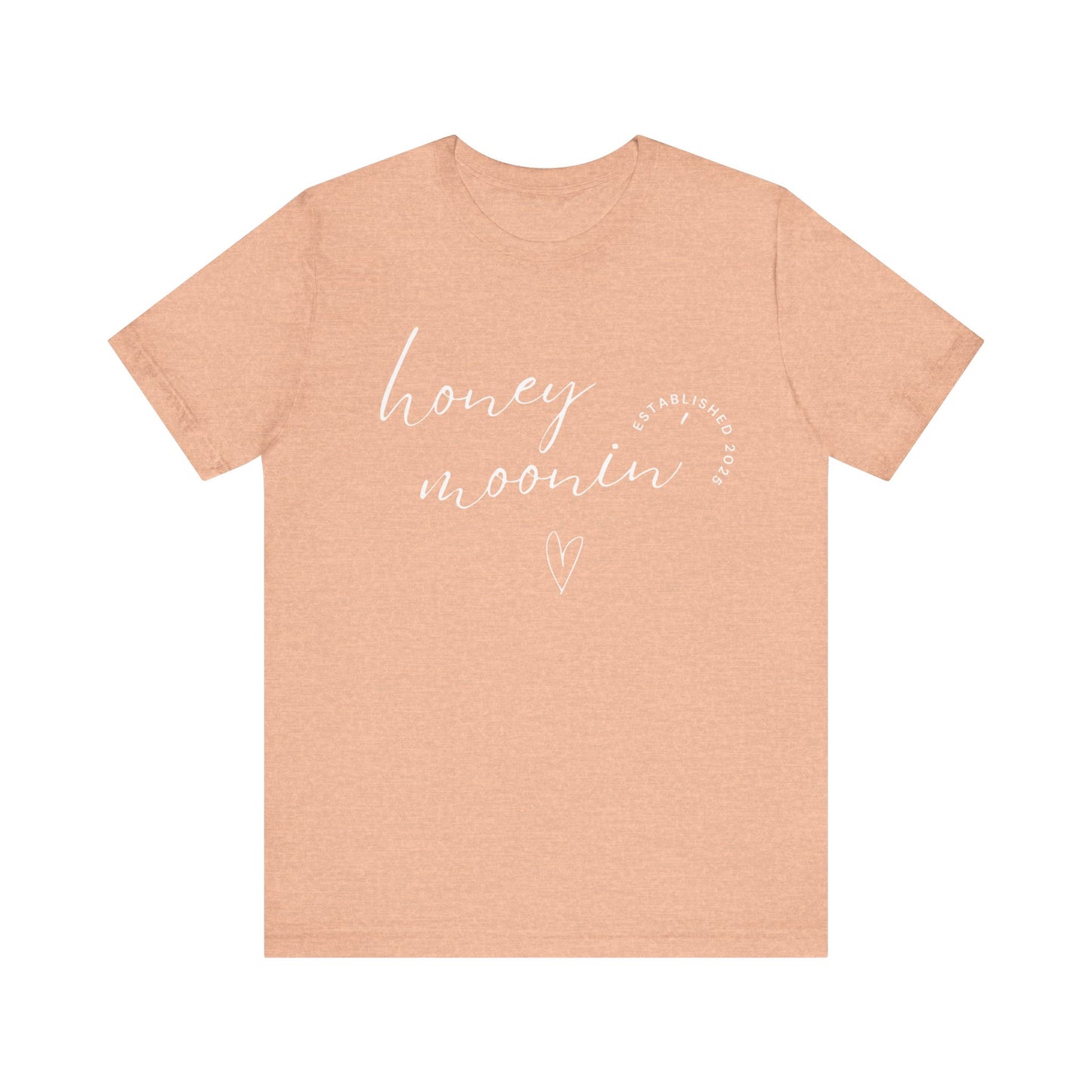 Honeymoonin' With Heart White Cursive Text T-shirt