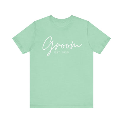 Groom Cursive White Text T-shirt