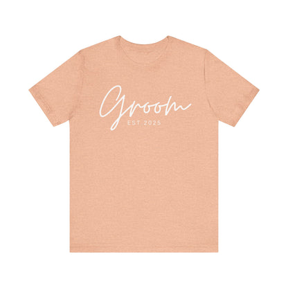 Groom Cursive White Text T-shirt