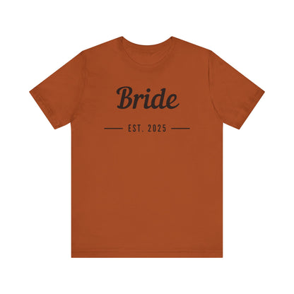 Bride Est. 2025 Black Text T-shirt