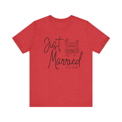 Just Married 2025 With Car Black Text T-shirt