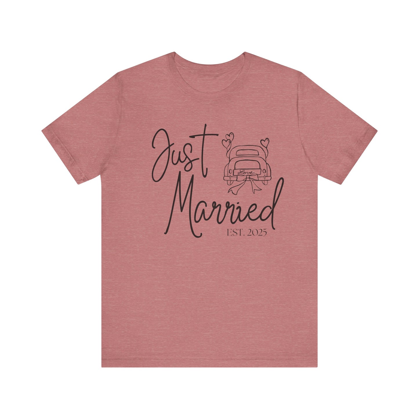 Just Married 2025 With Car Black Text T-shirt