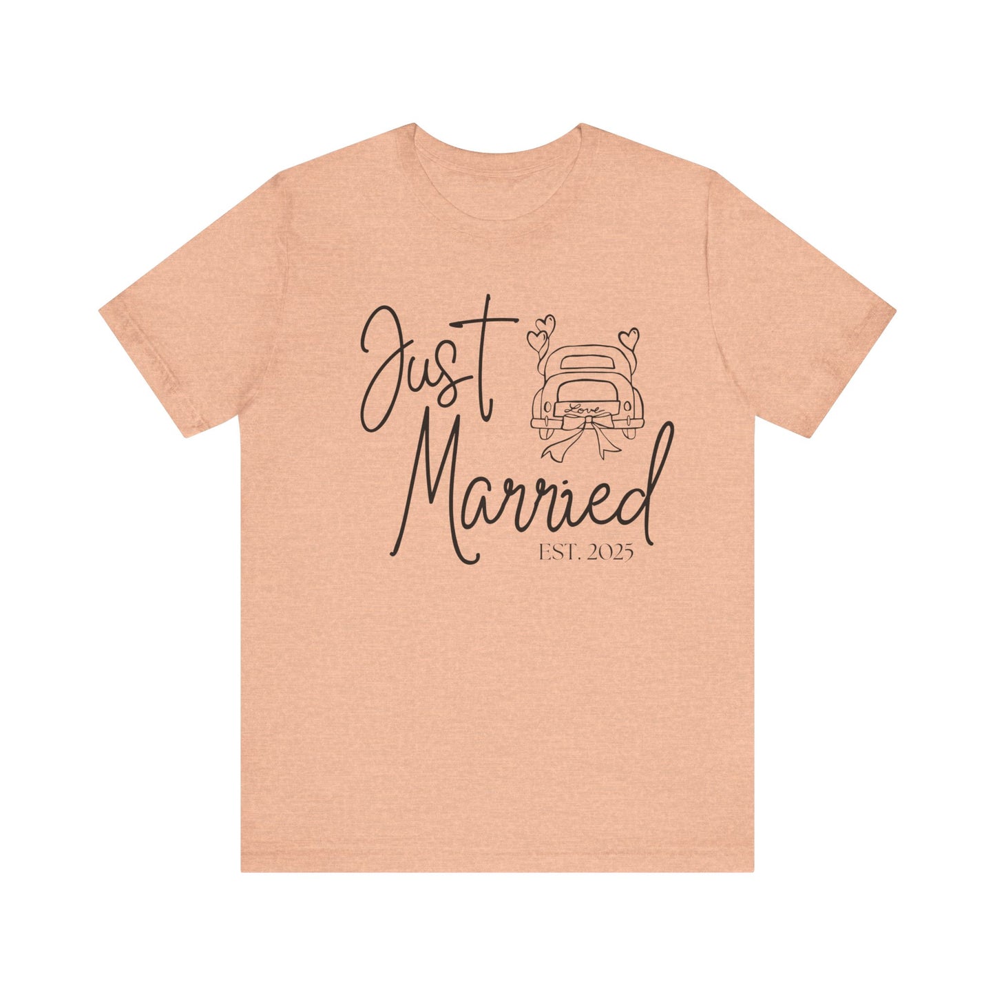 Just Married 2025 With Car Black Text T-shirt