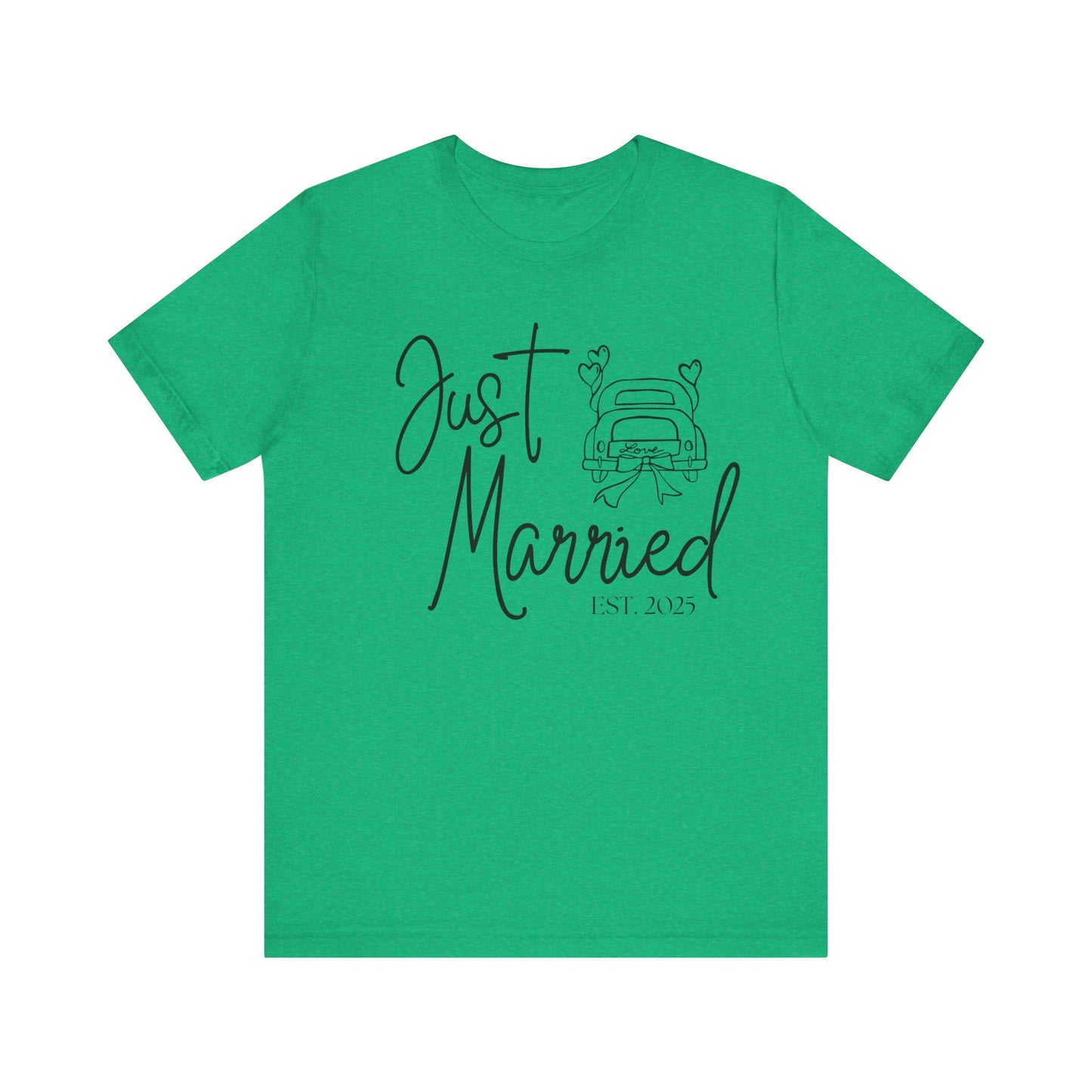Just Married 2025 With Car Black Text T-shirt