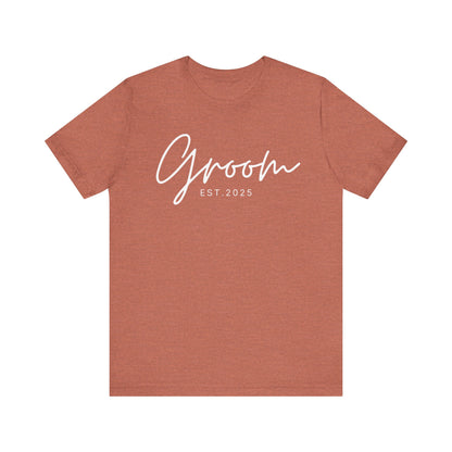 Groom Cursive White Text T-shirt