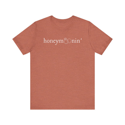 Honeymoonin' Rings White Text T-shirt