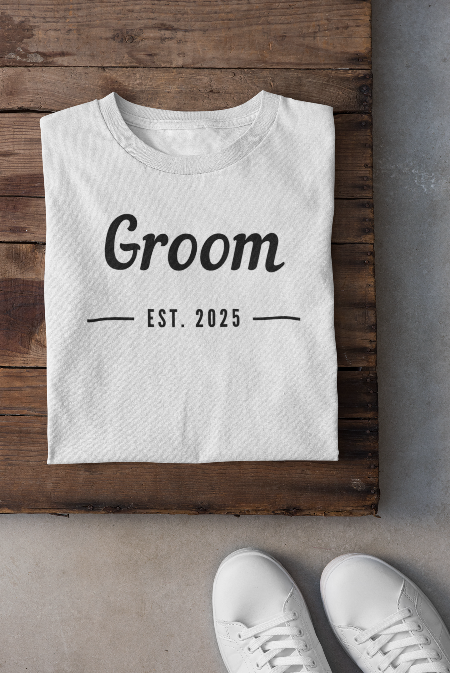Groom Est. 2025 Black Text T-shirt