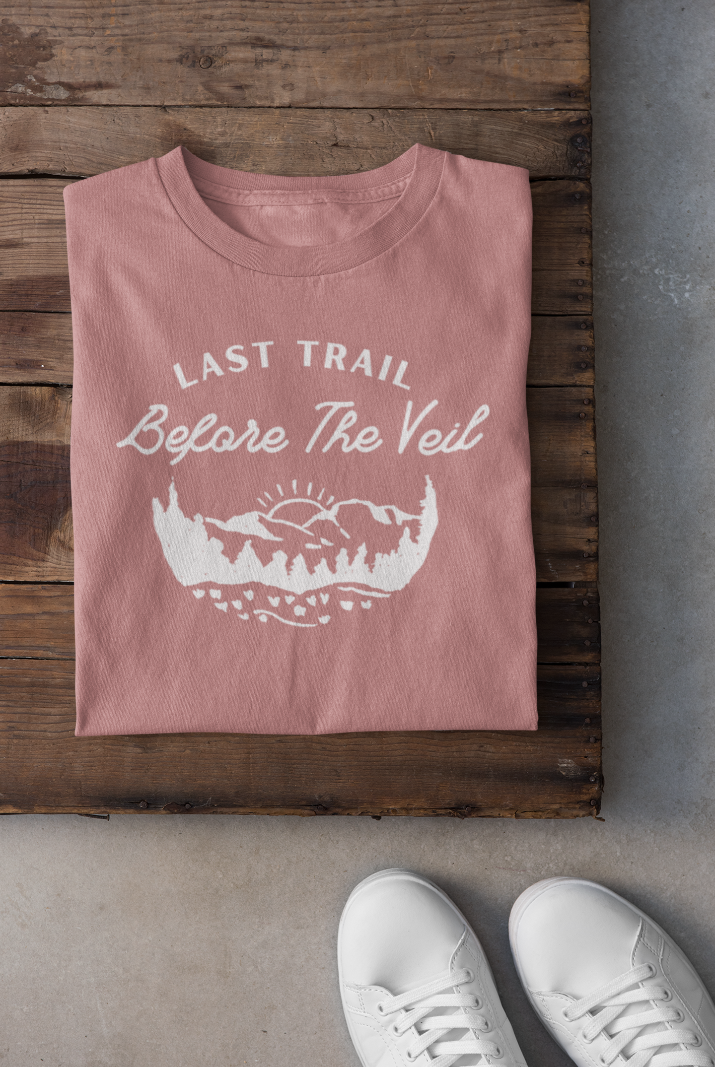 Last Trail Before The Veil White Text T-shirt