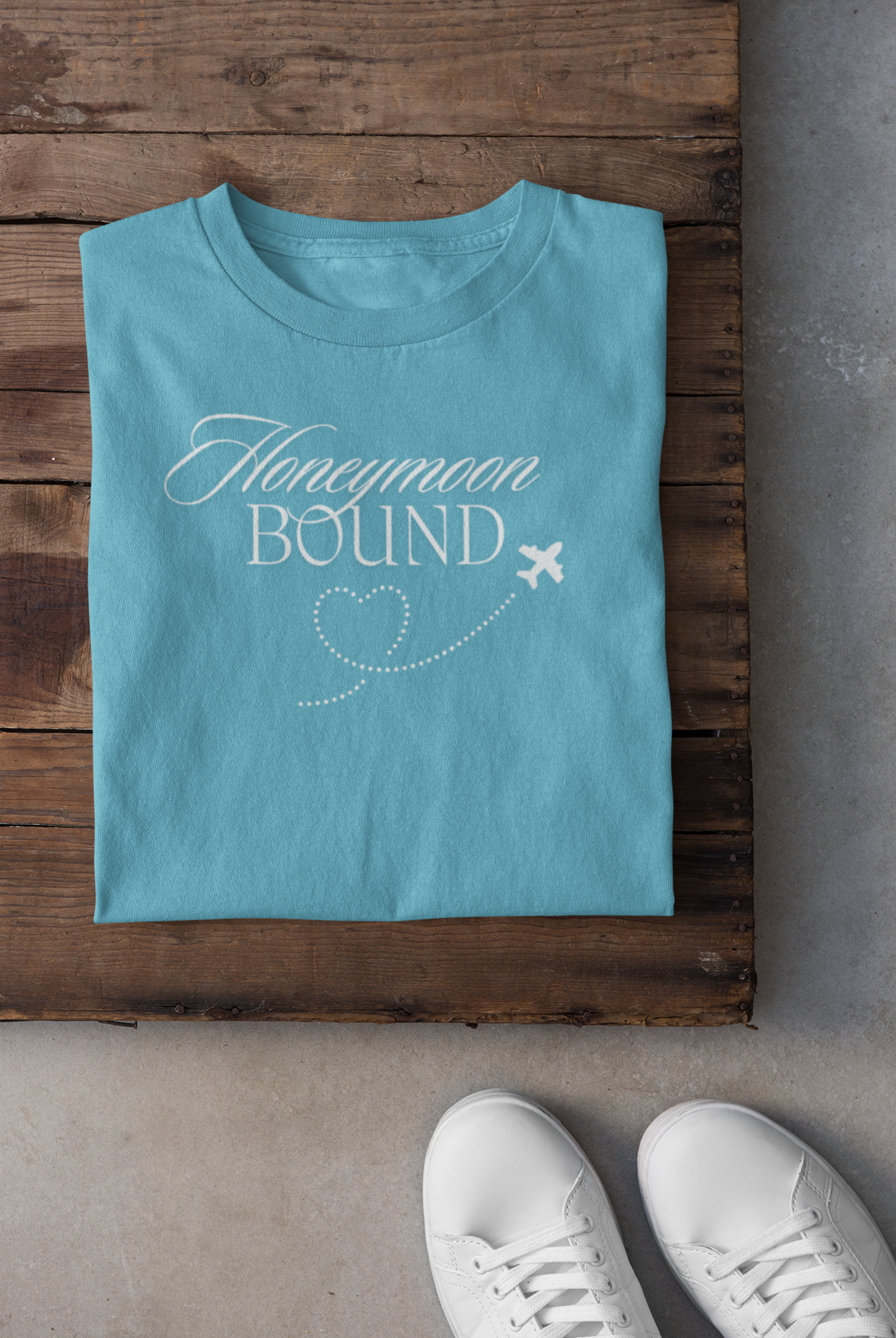 Honeymoon Bound White Text T-shirt