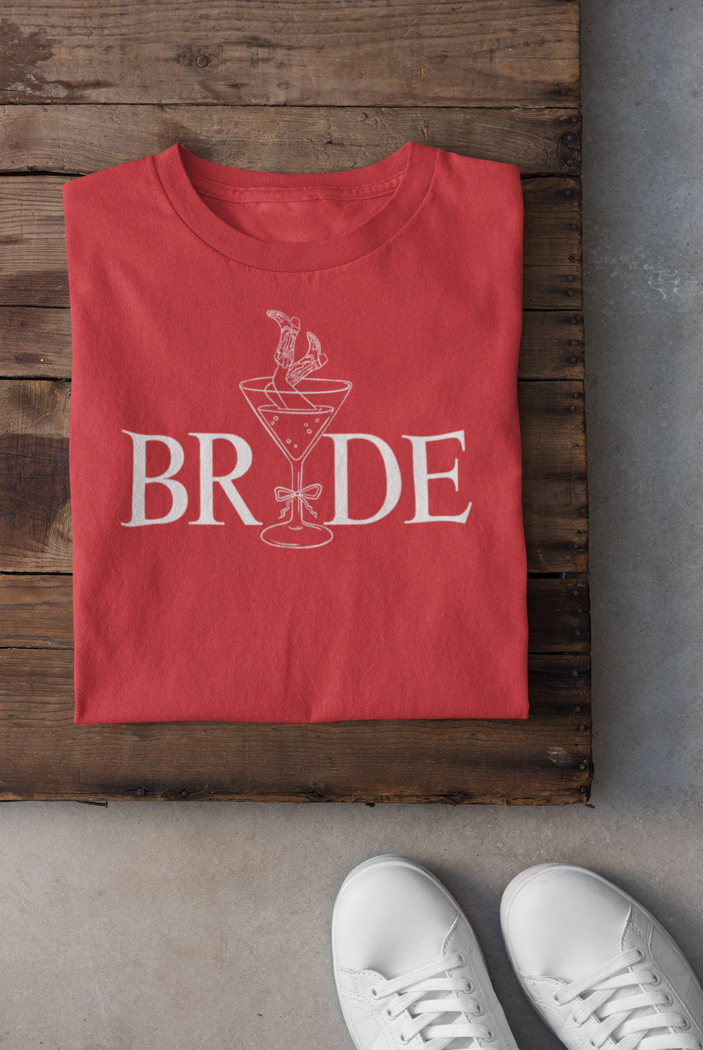 Bride Cowgirl Martini white Lettering T-shirt